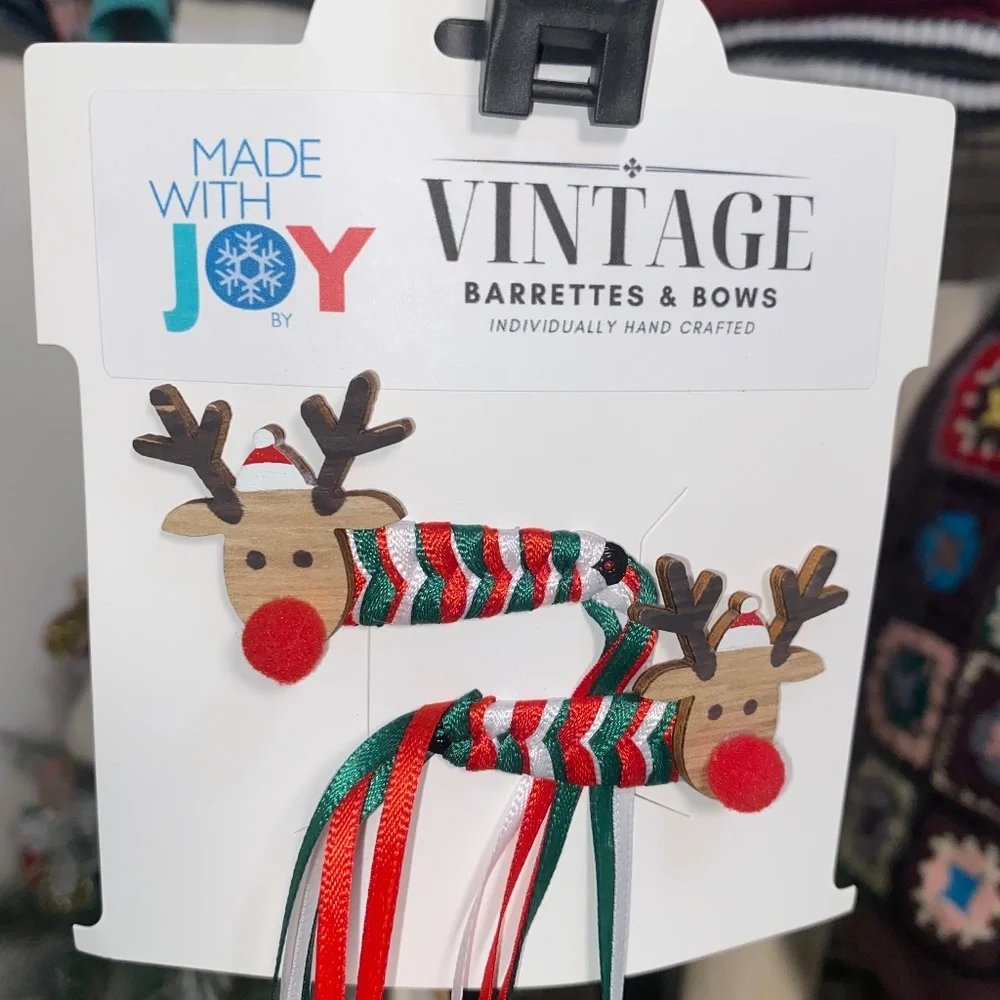 Reindeer Braided Barrette Clips